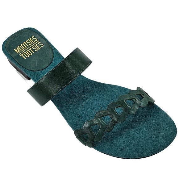 MOOTSIES TOOTSIES Morena Teal Braided Leather Flat Slip-On Slide Sandals 8M - Picture 8 of 8
